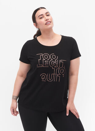 T-shirt de sport avec imprimé, Black w. Too Legit , Model image number 0