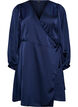 Robe courte en satin avec coupe portefeuille, Bleu, Packshot image number 0