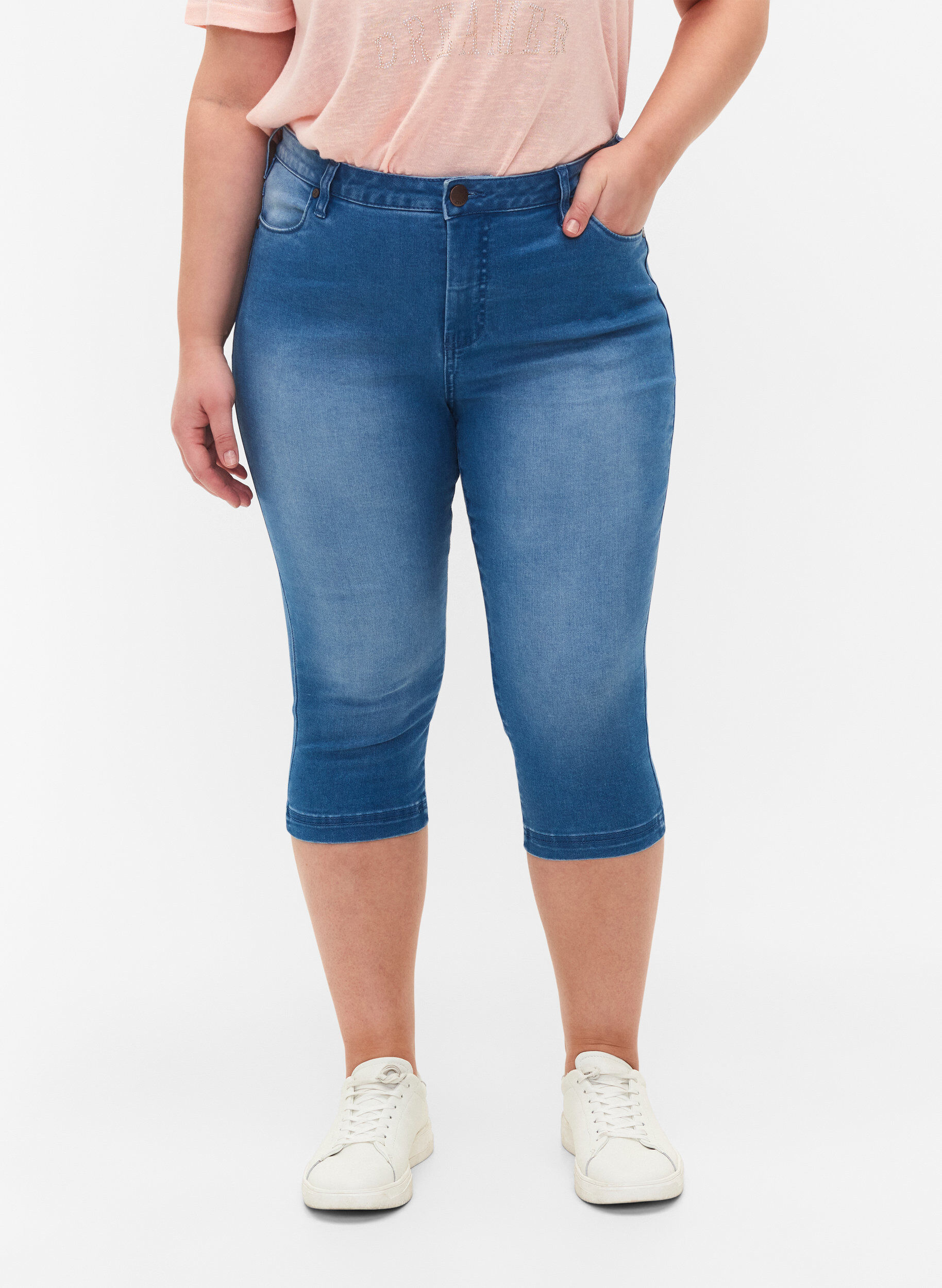 ZizziJean capri Amy &agrave; taille haute et coupe super slim, Bleu Clair, Model image number 3