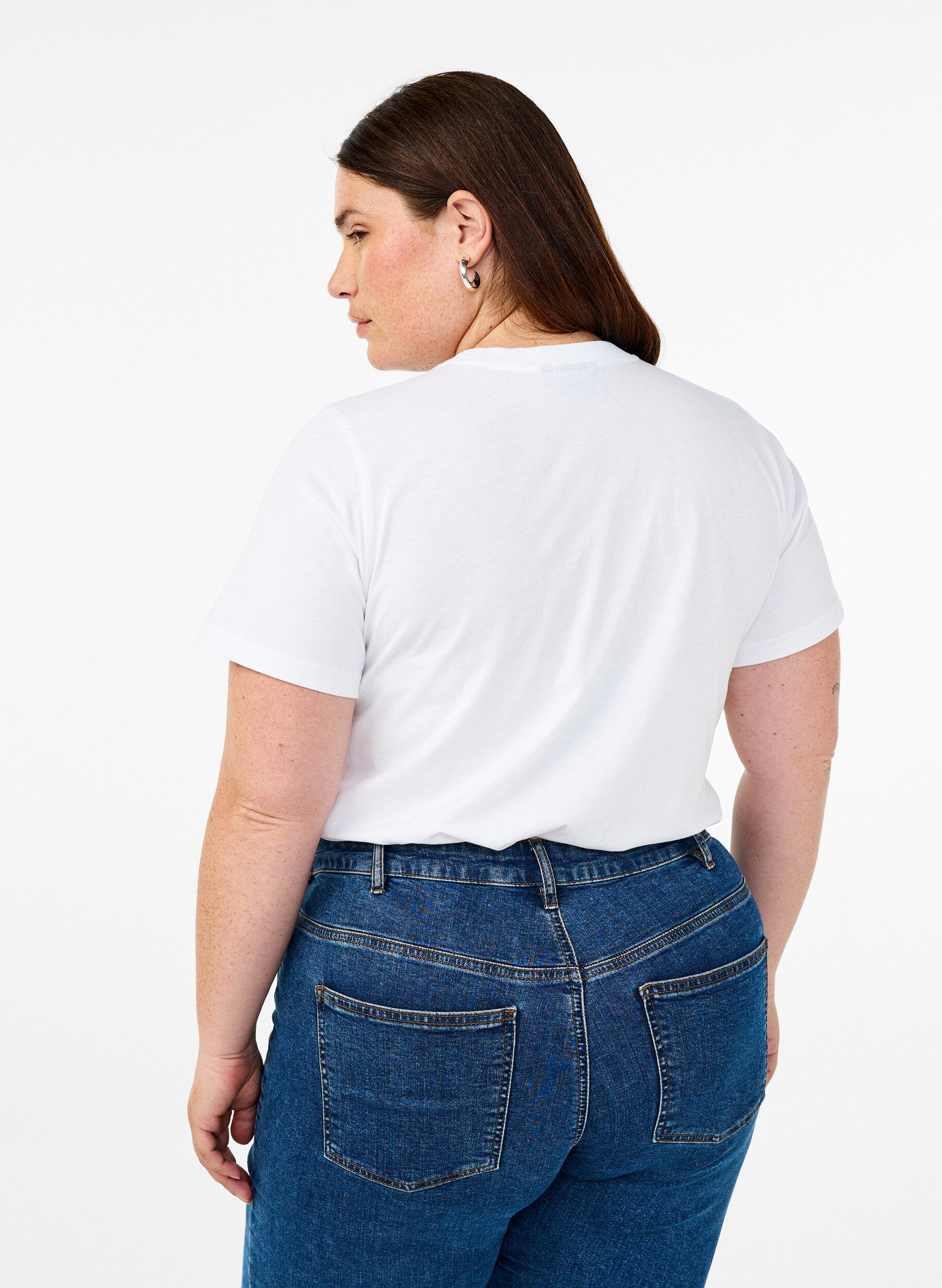 Zizzi T-shirt en coton &agrave; d&eacute;tail de broderie, Blanc, Model image number 2