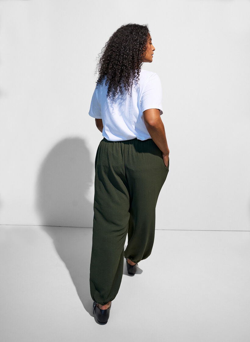 Pantalon balloon taille haute, Vert, Model image number 1