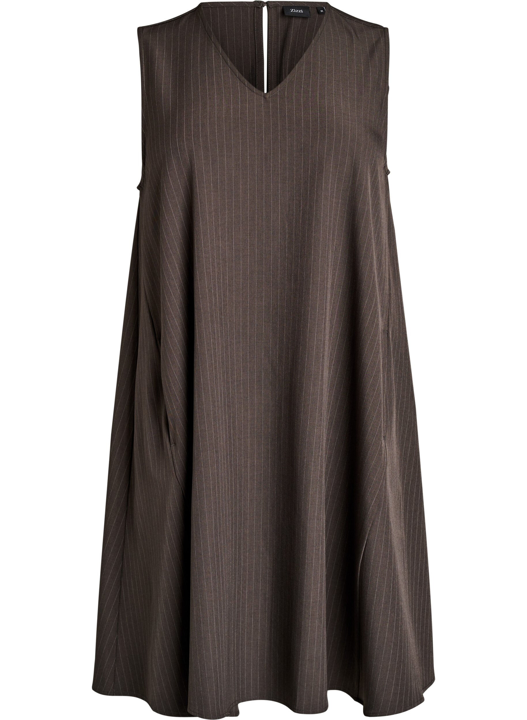 ZizziRobe coupe &eacute;vas&eacute;e sans manches &agrave; fines rayures, Marron, Packshot image number 0