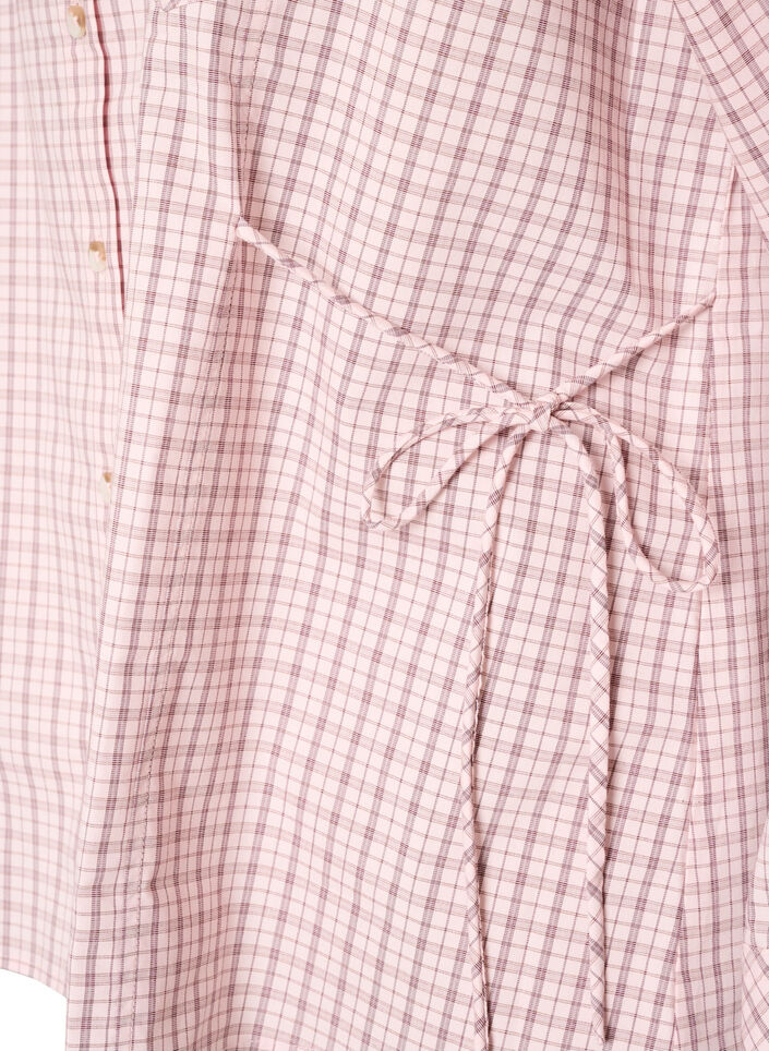 Chemise ample &agrave; carreaux avec ceinture &agrave; nouer, Rose, Packshot image number 3