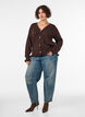 Cardigan &agrave; motif arlequin et col en V, Marron, Model image number 1