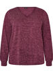 Blouse en jersey avec col en V et manches longues, Bordeaux fonc&eacute;, Packshot image number 0