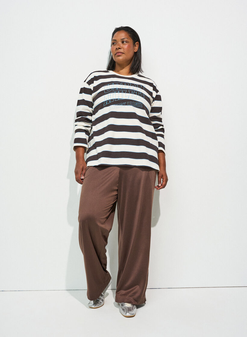 Pantalon de surv&ecirc;tement avec bandes lat&eacute;rales et poches, Marron, Model image number 1
