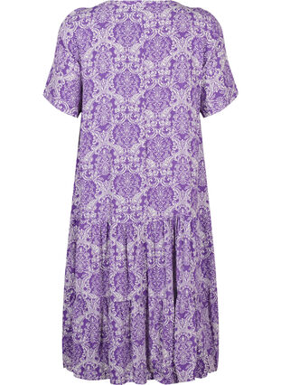 Robe en viscose à manches courtes avec imprimé, D. Lavender Oriental, Packshot image number 1