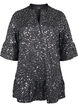 Robe à paillettes avec col en V et manches 3/4, Black w. Sequins, Packshot image number 0
