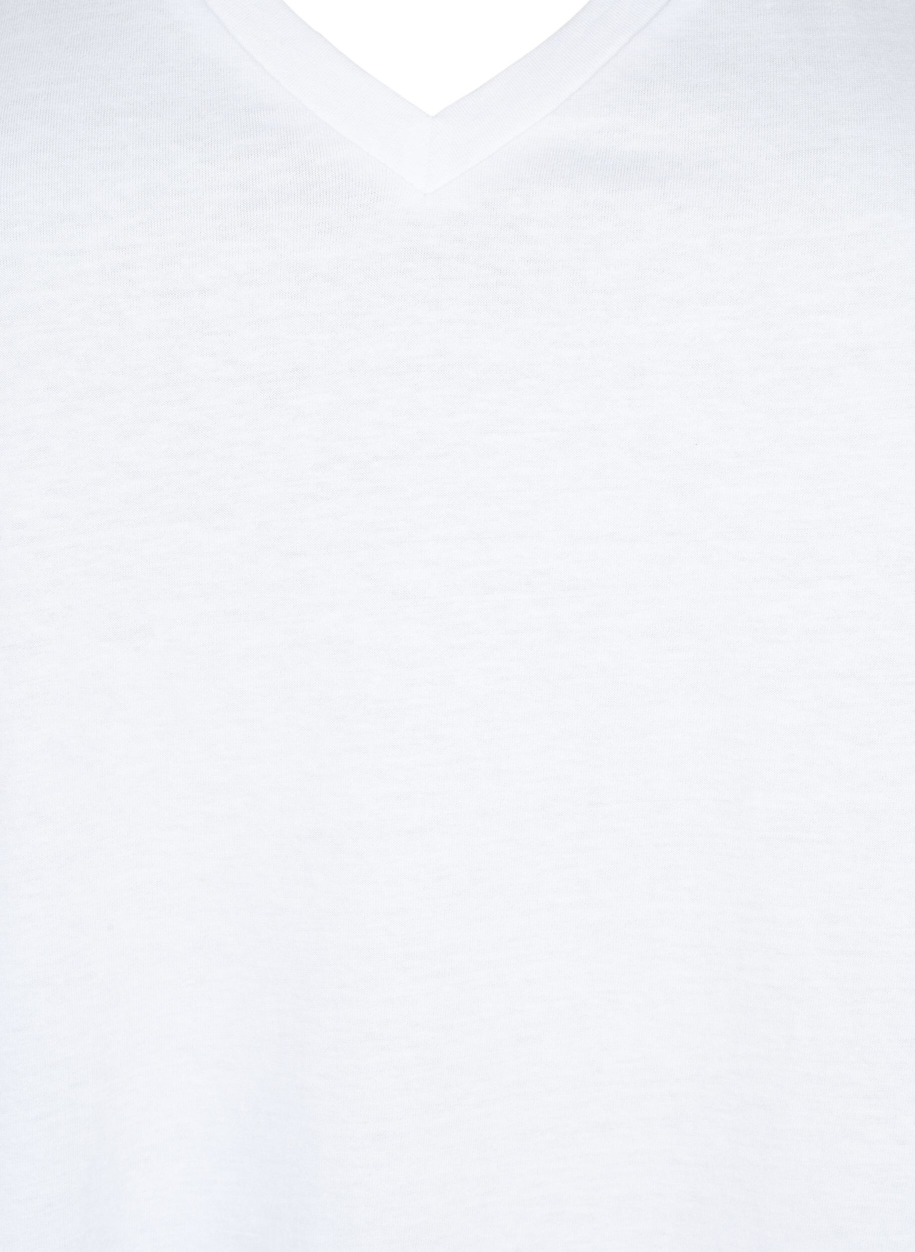 Zizzi T-shirt en coton avec manches courtes en dentelle, Blanc, Packshot image number 2