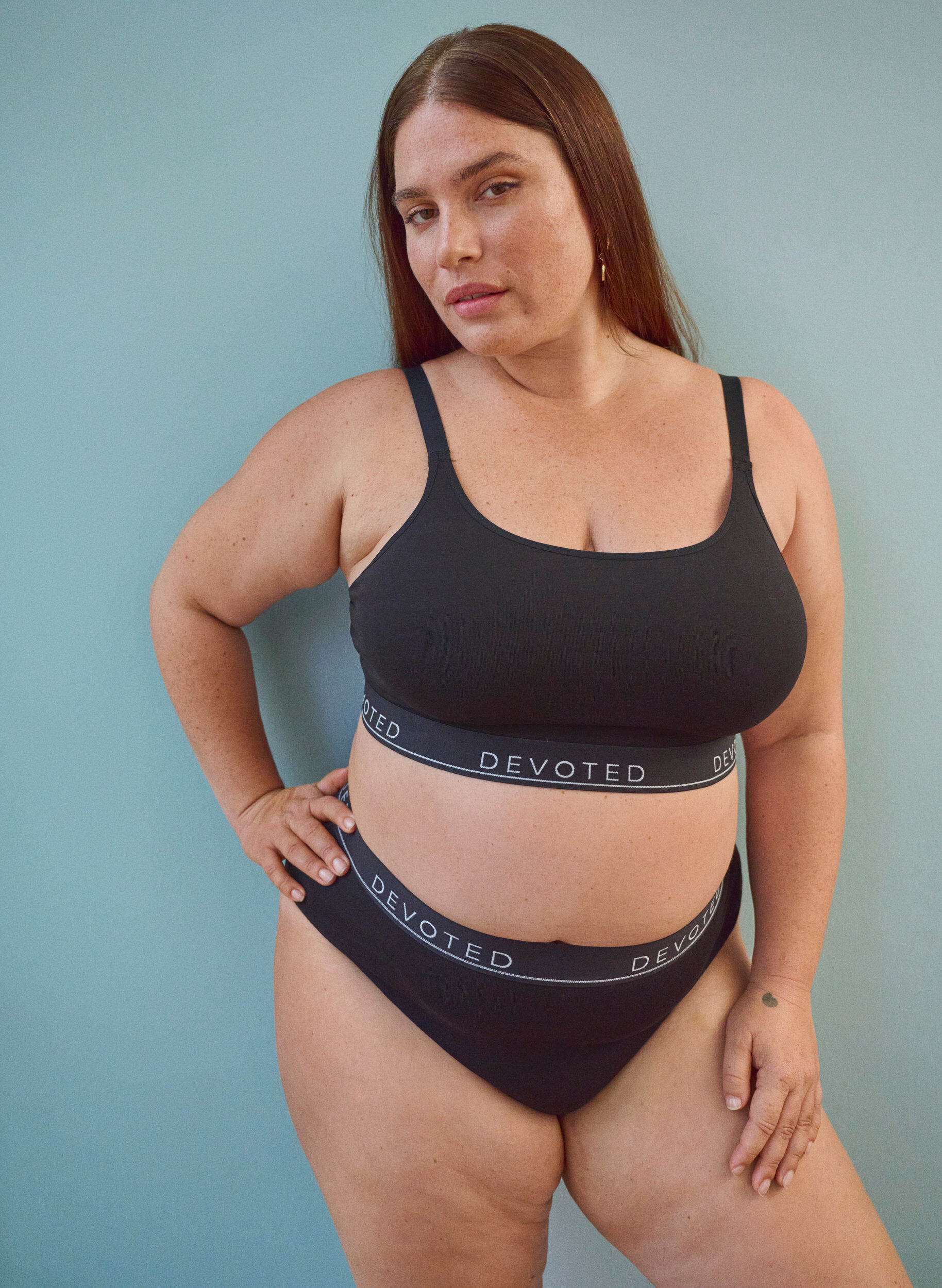 Zizzi Soutien-gorge en coton &agrave; bretelles r&eacute;glables, Noir, Image image number 0