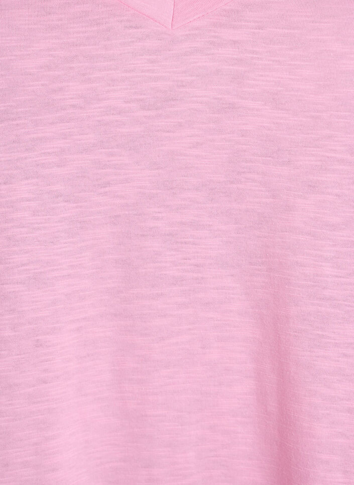T-shirt basique &agrave; manches courtes avec col en V, Rose, Packshot image number 2