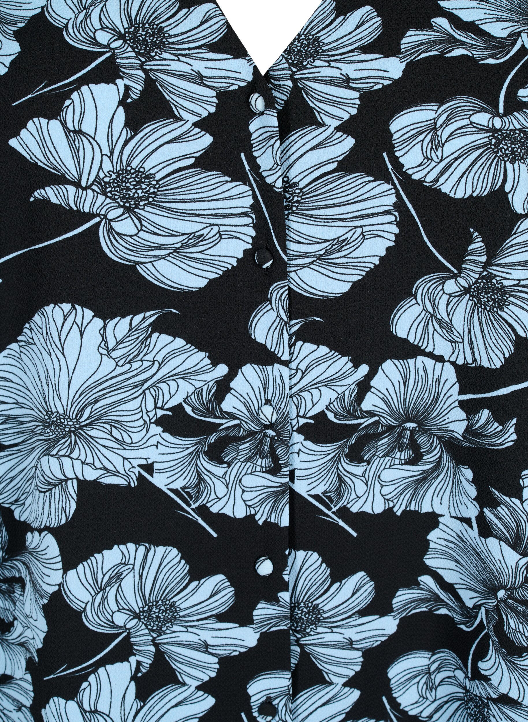 Zizzi Blouse avec col en V et imprim&eacute;, Black B. Flower AOP, Packshot image number 2