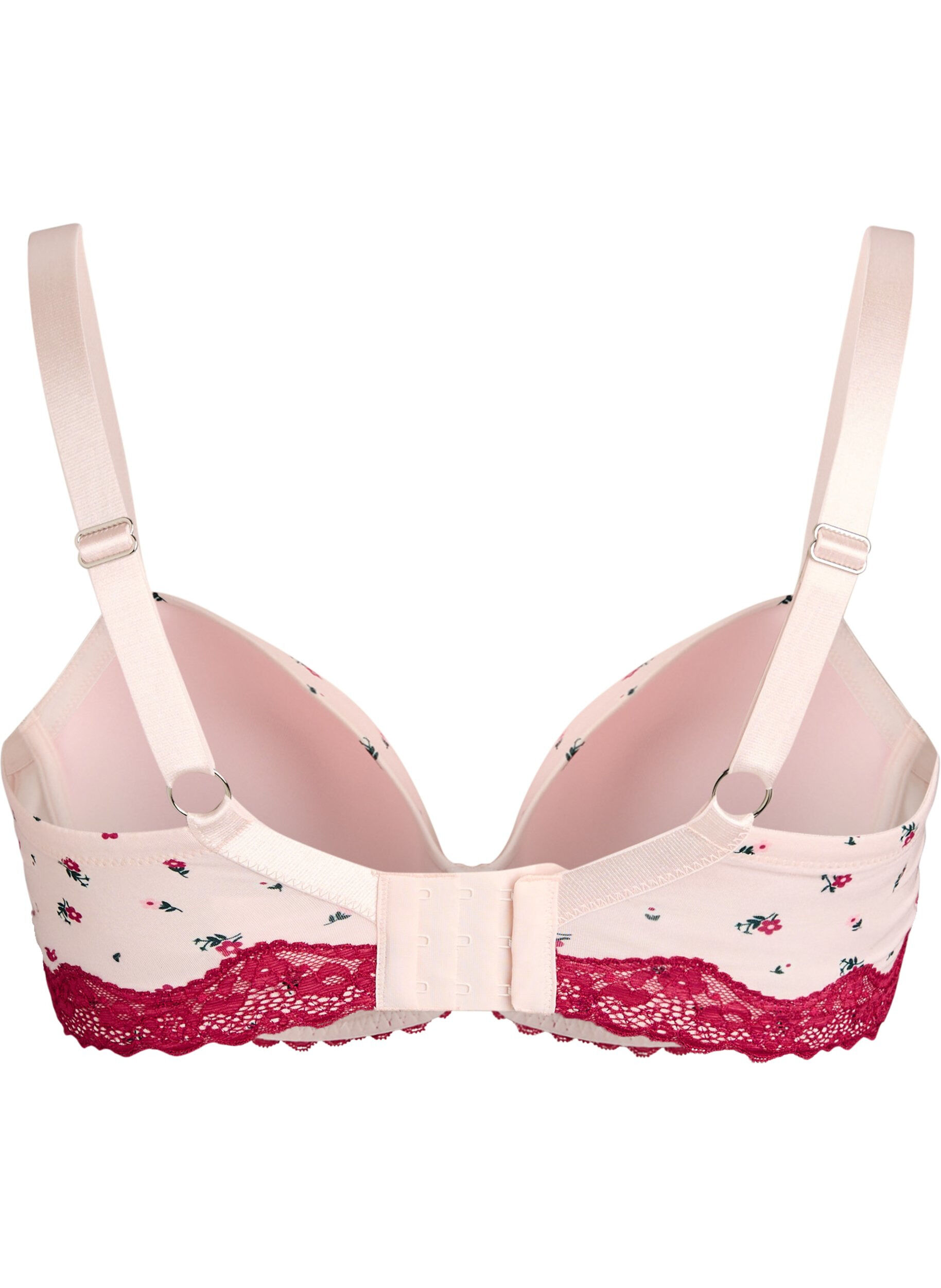 ZizziSoutien-gorge coqu&eacute; &agrave; imprim&eacute; floral et dentelle, Rose, Packshot image number 1
