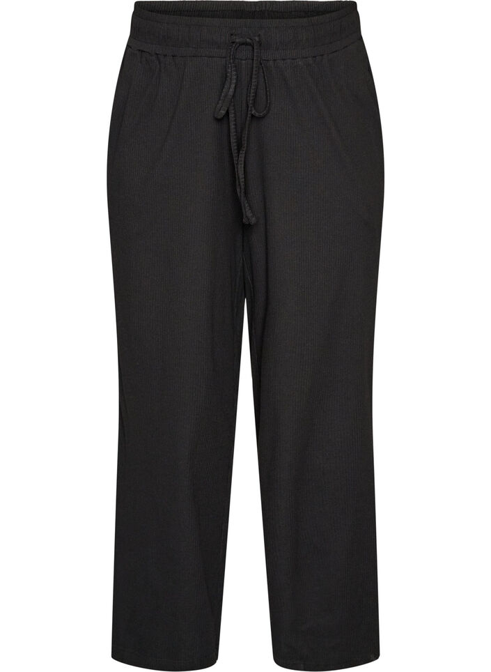Bas de pyjama c&ocirc;tel&eacute; &agrave; coupe droite, Noir, Packshot image number 0