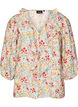 Blouse en viscose &agrave; imprim&eacute; floral et manches 3/4, Bleu, Packshot image number 0