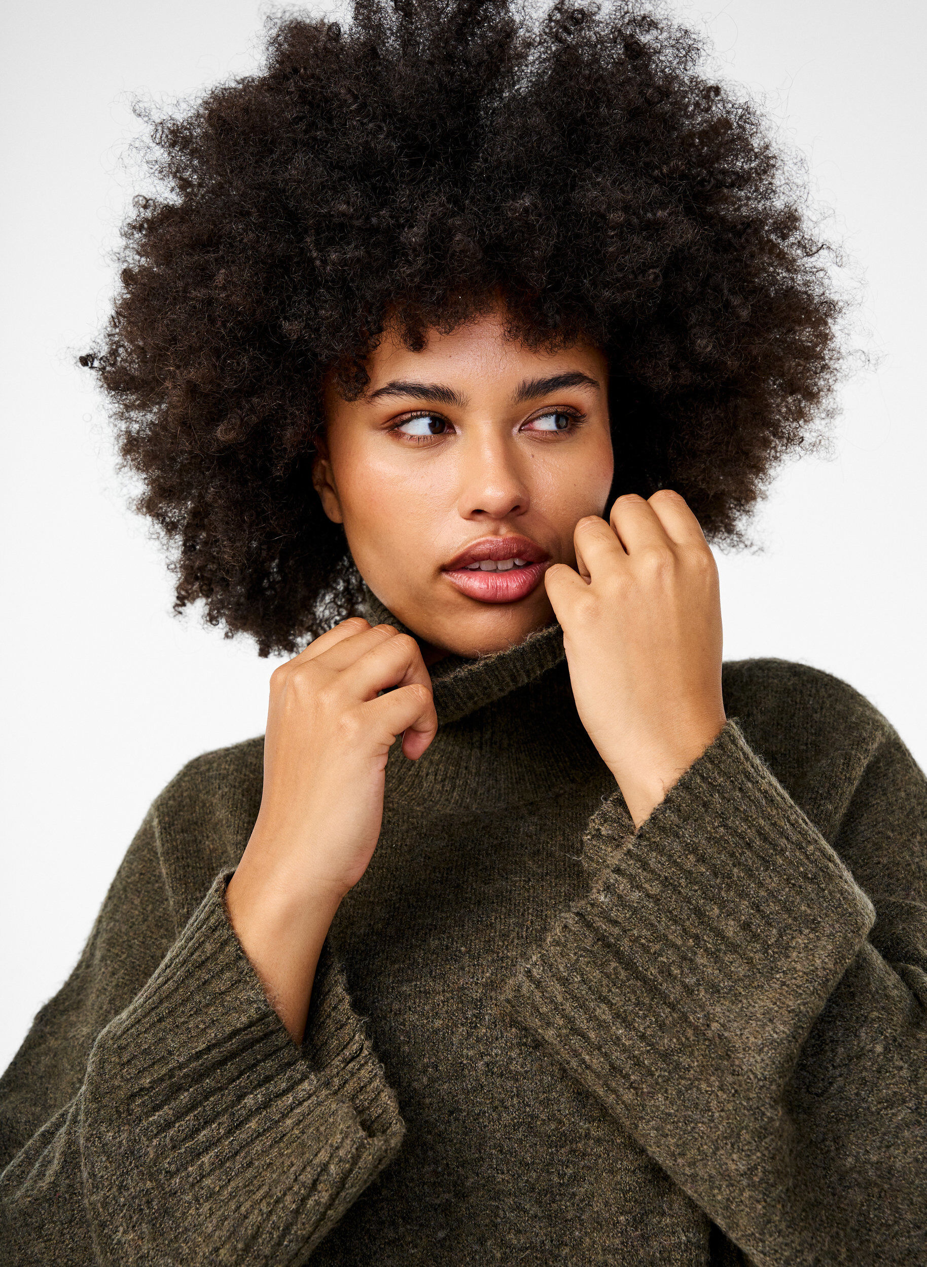 Zizzi Chemisier &agrave; col roul&eacute; en maille, Sea Turtle Mel., Model image number 2