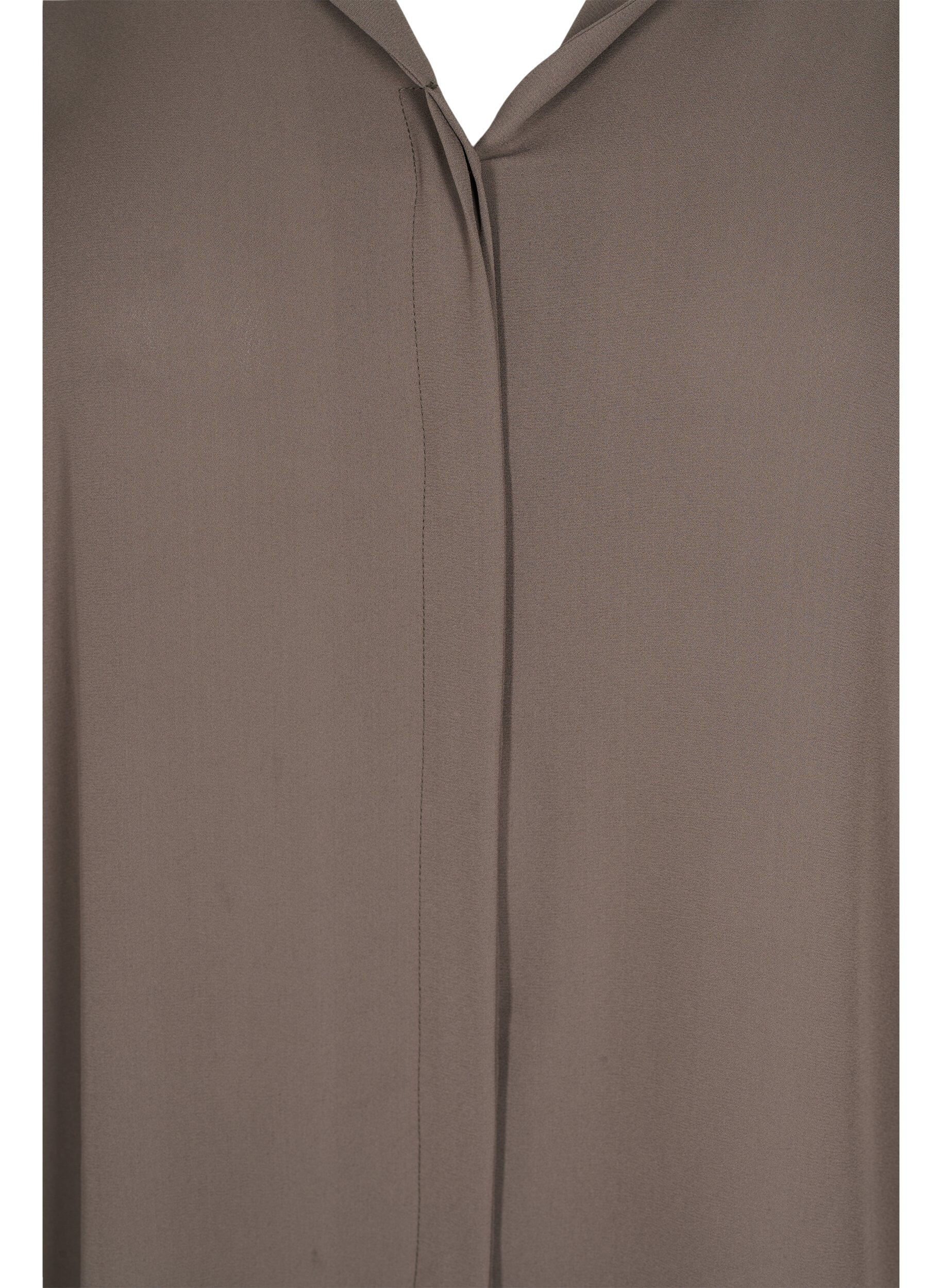 Zizzi Chemise de couleur unie avec col en V, Falcon, Packshot image number 2