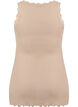 Haut avec bordure en dentelle, Beige, Packshot image number 1
