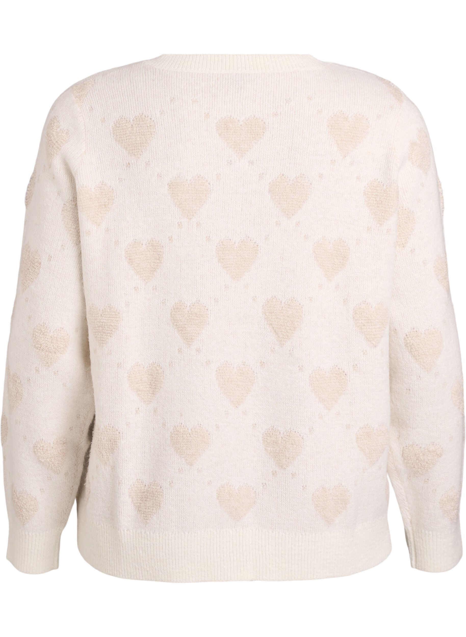 Zizzi Cardigan &agrave; c&oelig;urs et boutons dor&eacute;s, Beige, Packshot image number 1