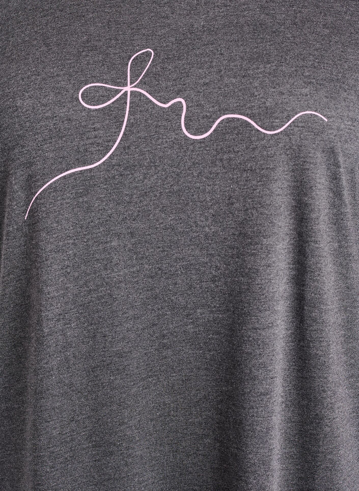 Chemise de nuit à manches courtes avec imprimé texte, Noir, Packshot image number 2