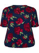 Blouse en viscose avec imprim&eacute; floral et coupe ballon, Bleu, Packshot image number 0