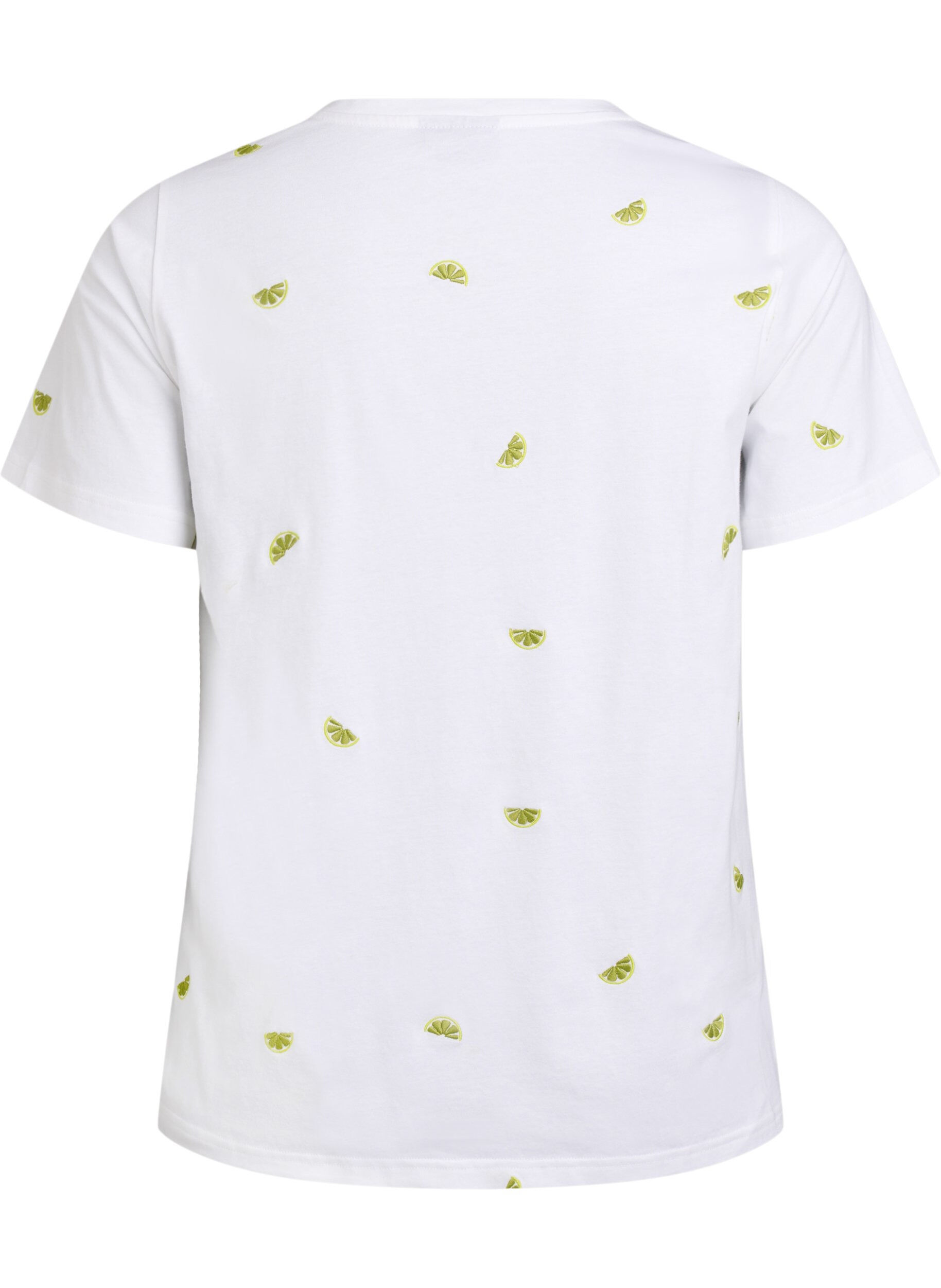 Zizzi T-shirt en coton biologique avec motifs brod&eacute;s, Blanc, Packshot image number 1