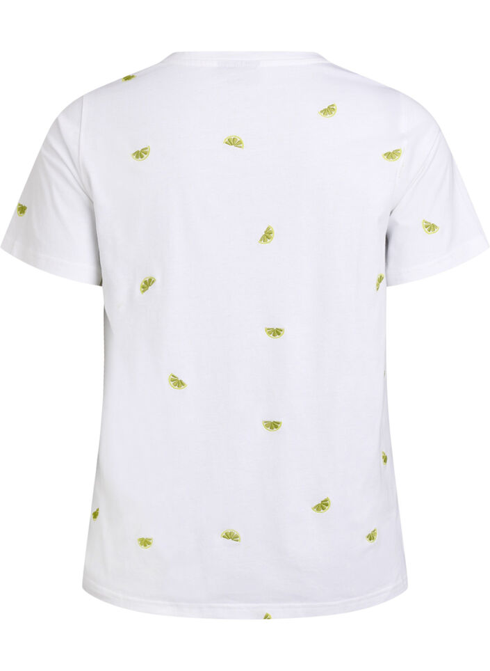 T-shirt en coton biologique avec motifs brodés, Blanc, Packshot image number 1