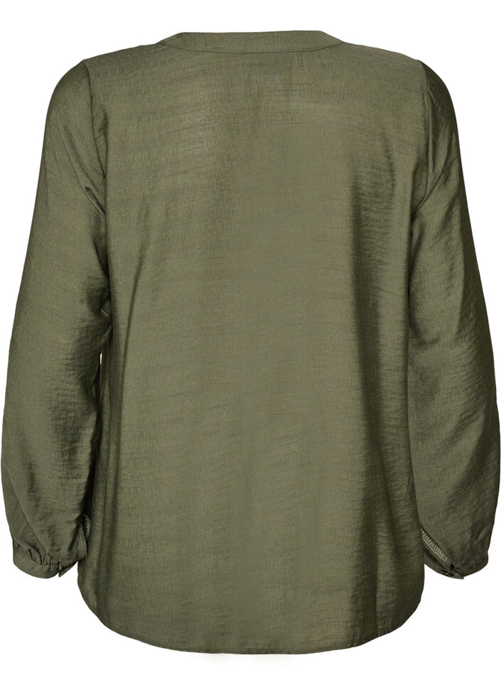 Chemise en viscose avec manches brod&eacute;es, Vert, Packshot image number 1