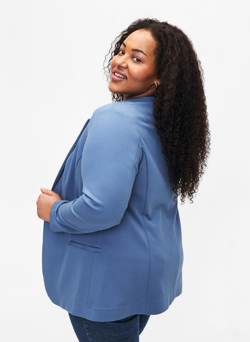 Blazer simple avec fermeture à boutons, Bleu, Model image number 2