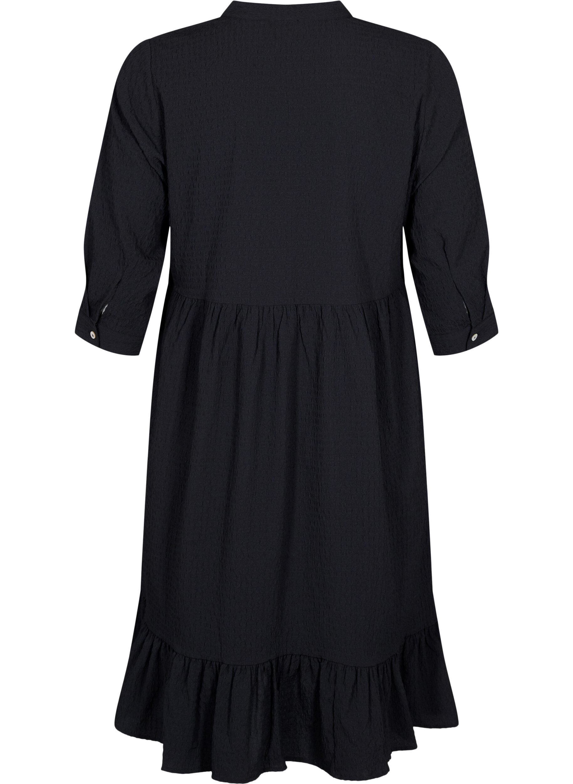 Zizzi Robe midi de couleur unie &agrave; manches 3/4, Black, Packshot image number 1