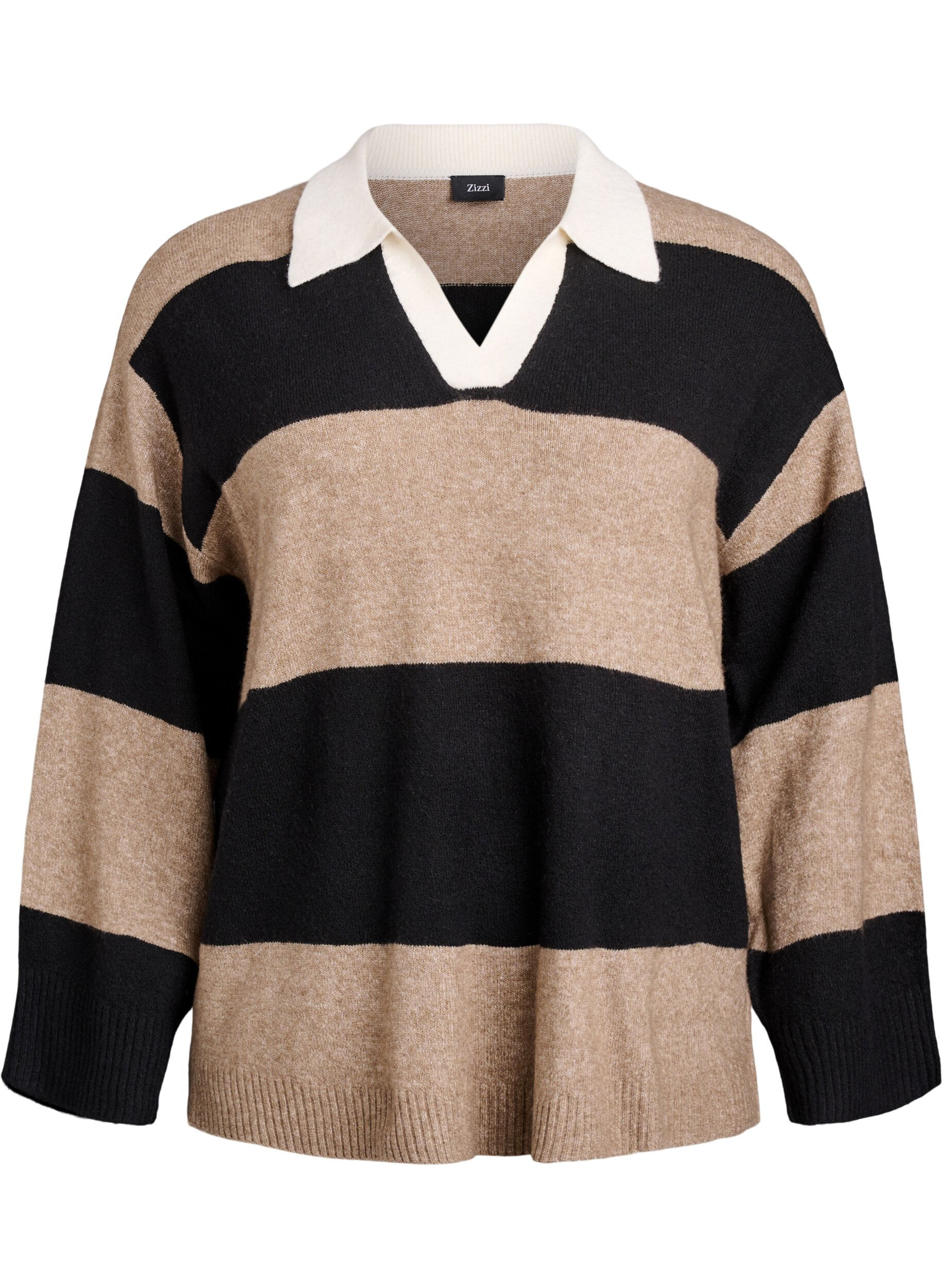 Chemisier en maille avec col et d&eacute;collet&eacute; en V