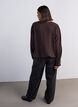 Blouse &agrave; la silhouette ballon avec col en V, Marron, Model image number 2