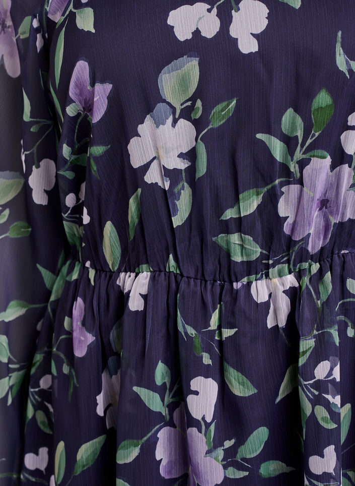 Robe de soir&eacute;e en mousseline &agrave; manches longues, Bleu, Packshot image number 2