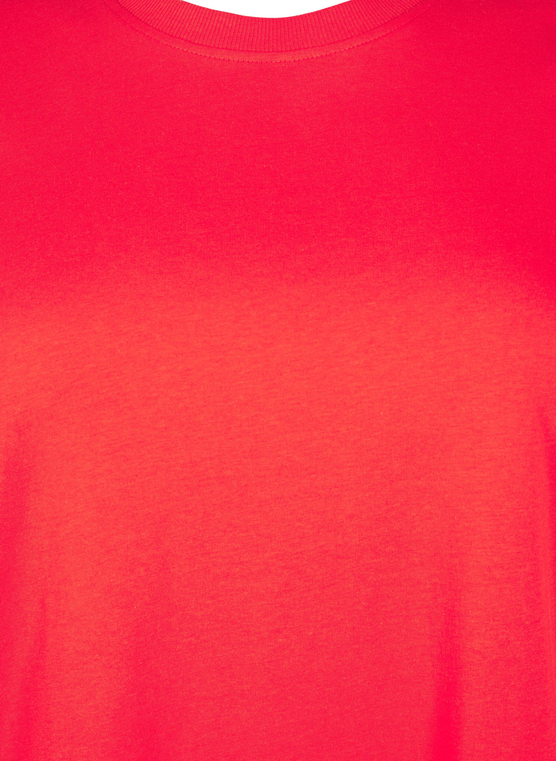 ZizziT-shirt basique en coton &agrave; col rond, Rouge, Packshot image number 2