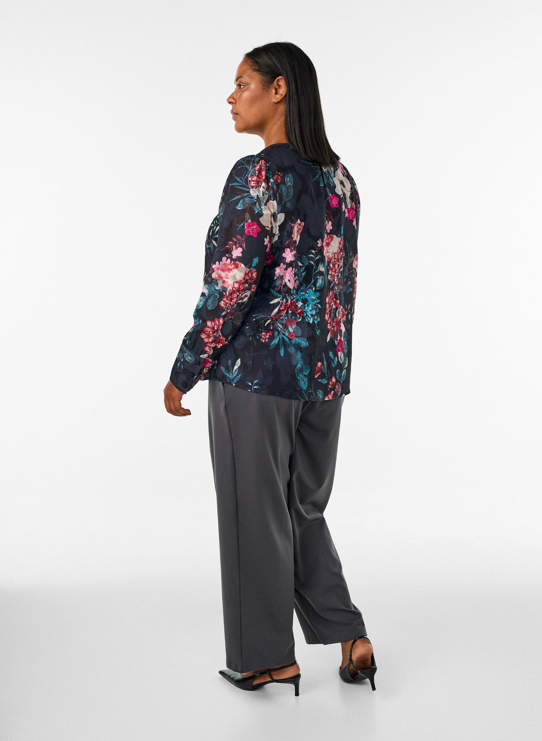 ZizziPantalon ample en jersey taille haute, Gris anthracite, Model image number 1