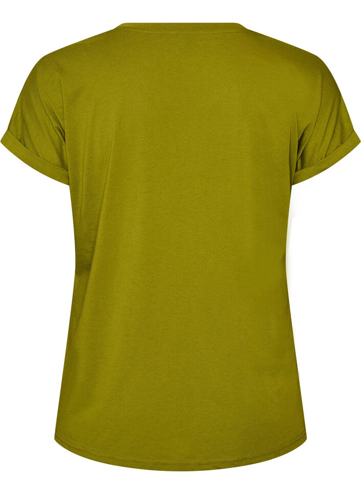 T-shirt &agrave; manches courtes en coton m&eacute;lang&eacute;, Vert, Packshot image number 1