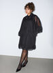 Robe sans manches avec cape en mousseline, Noir, Model image number 1
