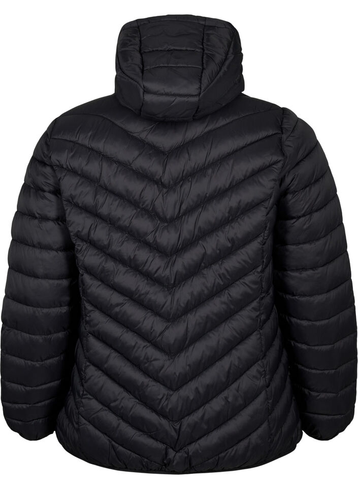 Doudoune l&eacute;g&egrave;re matelass&eacute;e &agrave; capuche, Noir, Packshot image number 1