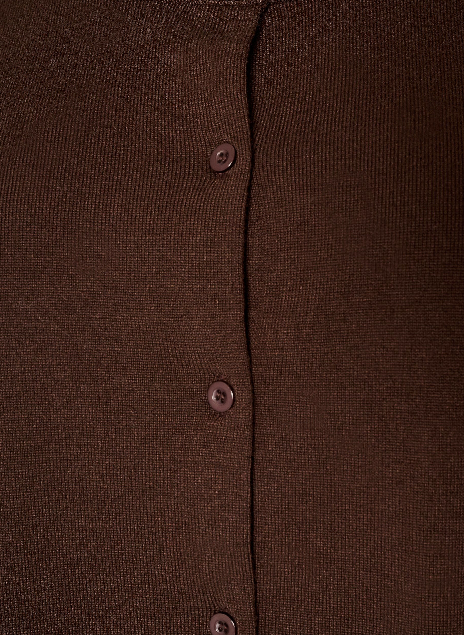 ZizziCardigan en maille fine avec col rond, Marron, Packshot image number 2