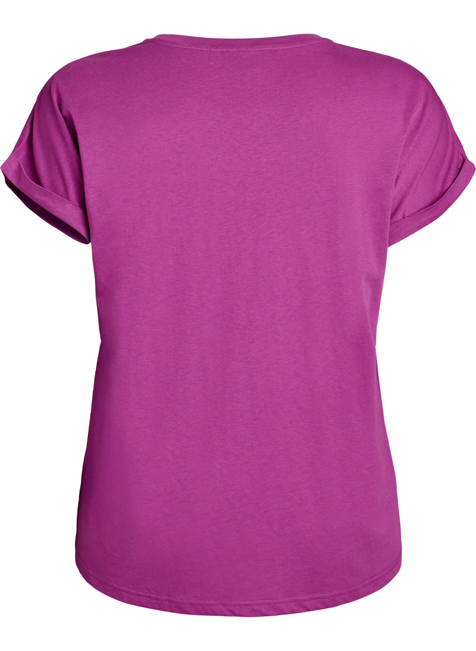 Zizzi T-shirt &agrave; manches courtes en m&eacute;lange de coton, Violet, Packshot image number 1