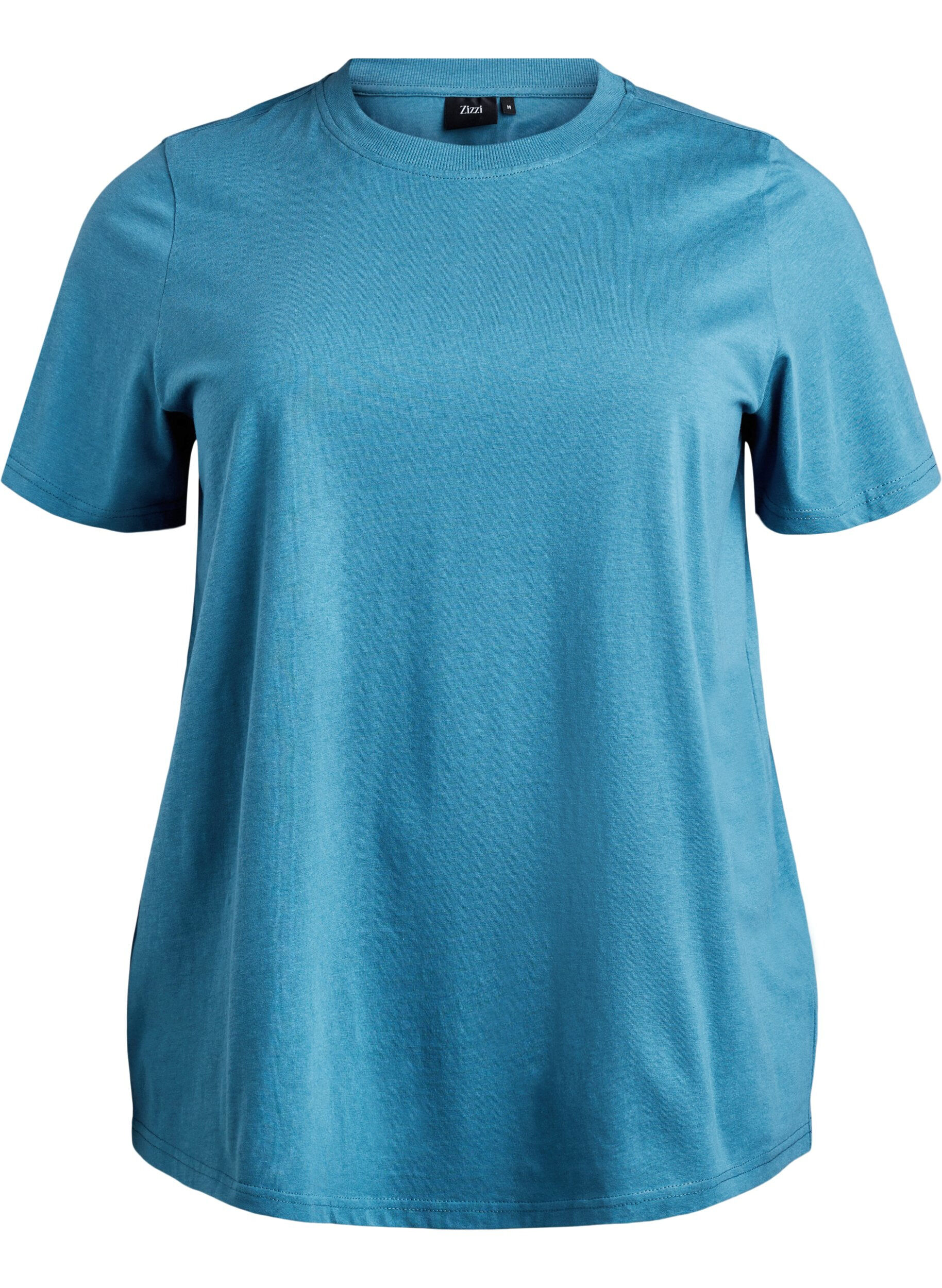 T-shirt basique en coton &agrave; col rond