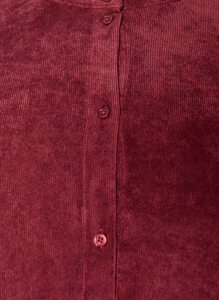 Robe en velours c&ocirc;tel&eacute; coupe A avec col montant, Bordeaux, Packshot image number 2