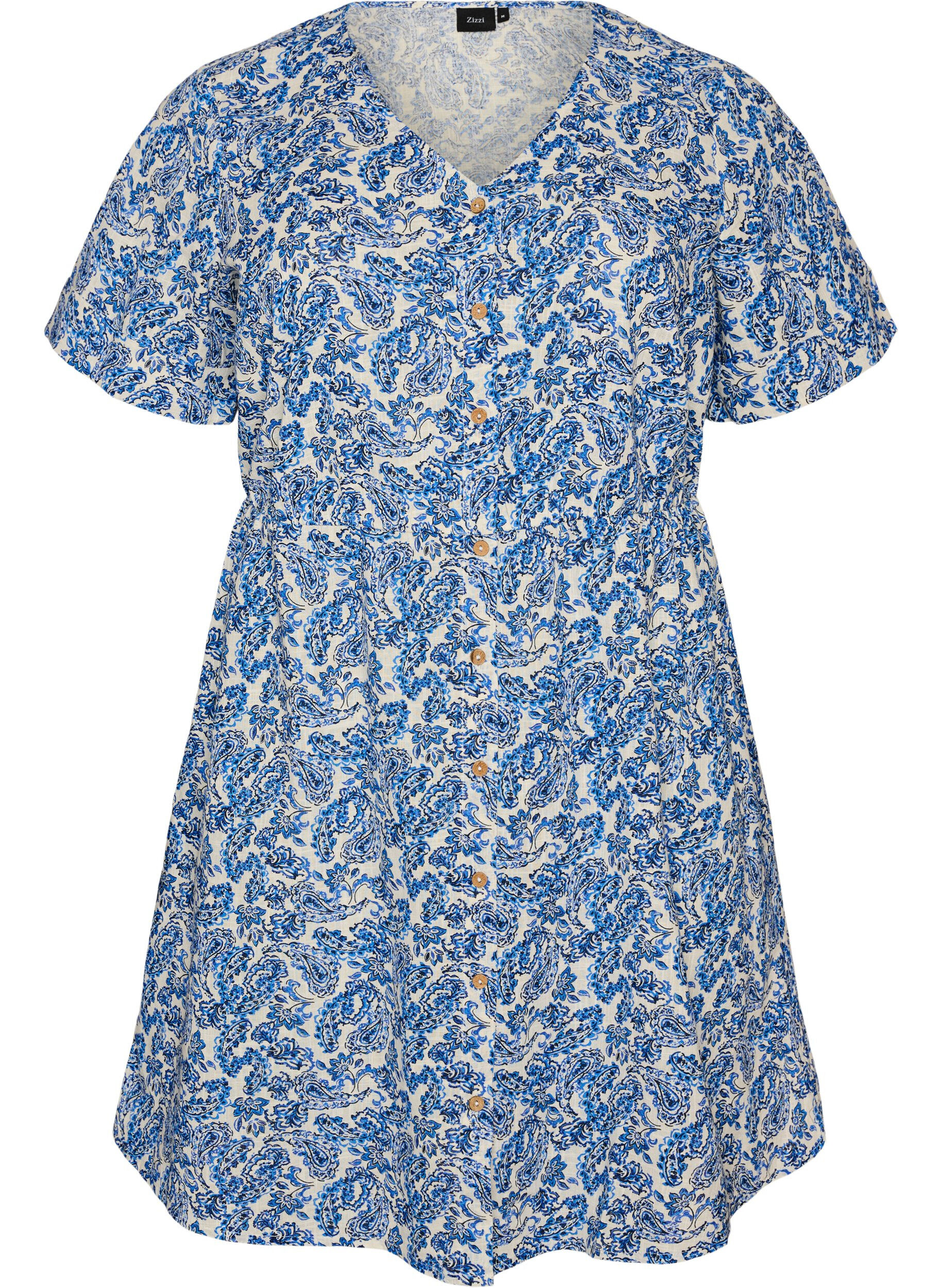 Robe courte en coton &agrave; imprim&eacute; floral