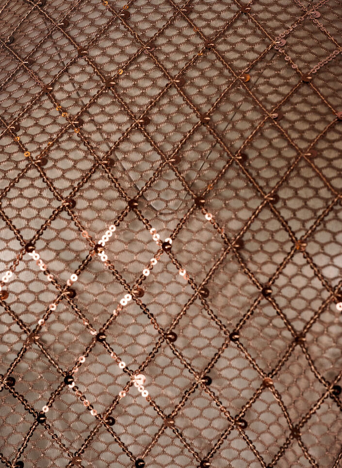 Blouse transparente avec sequins et motif &agrave; losanges, Marron, Packshot image number 2