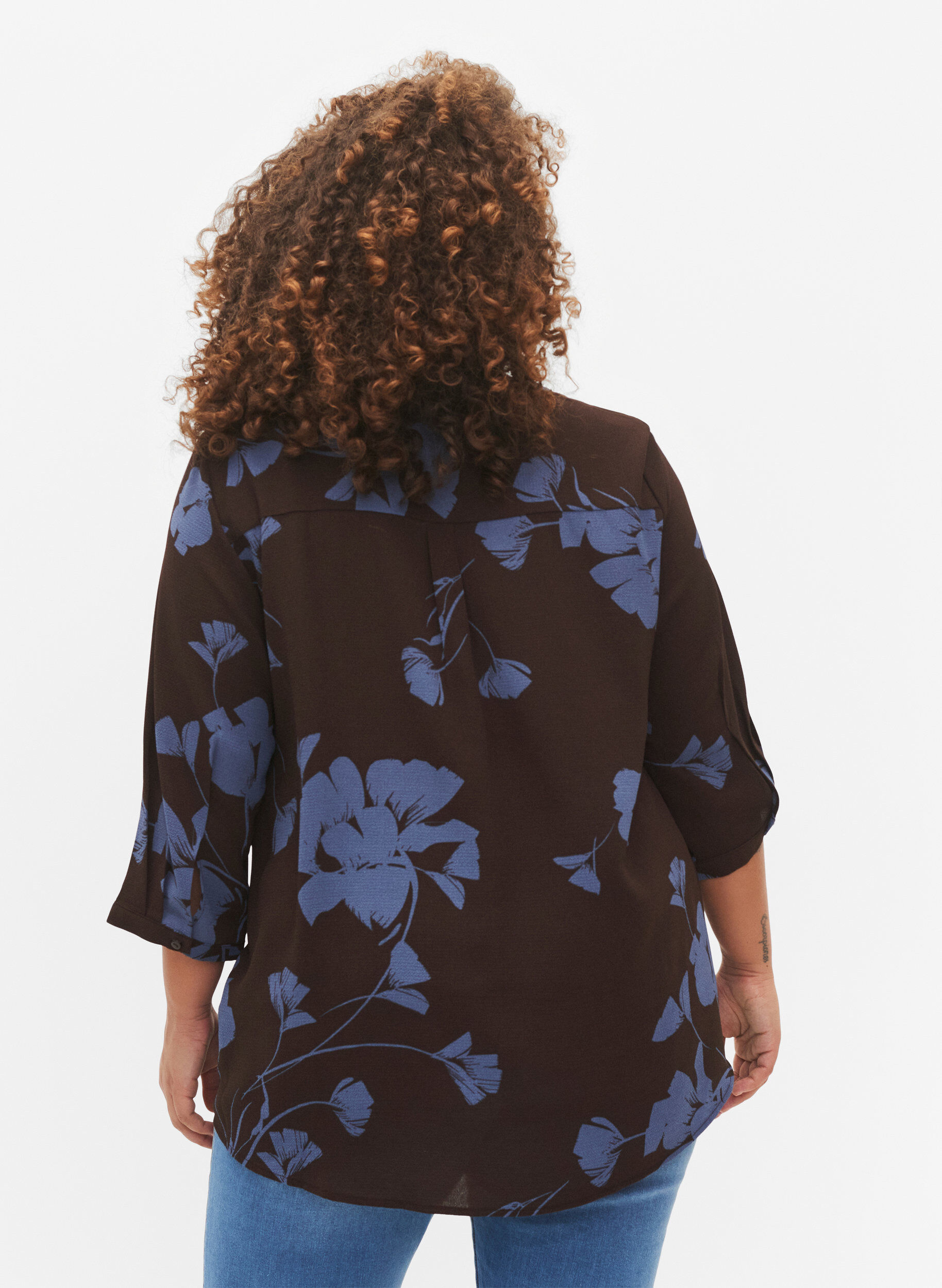 Zizzi Blouse &agrave; manches 3/4, Falcon Flower, Model image number 1