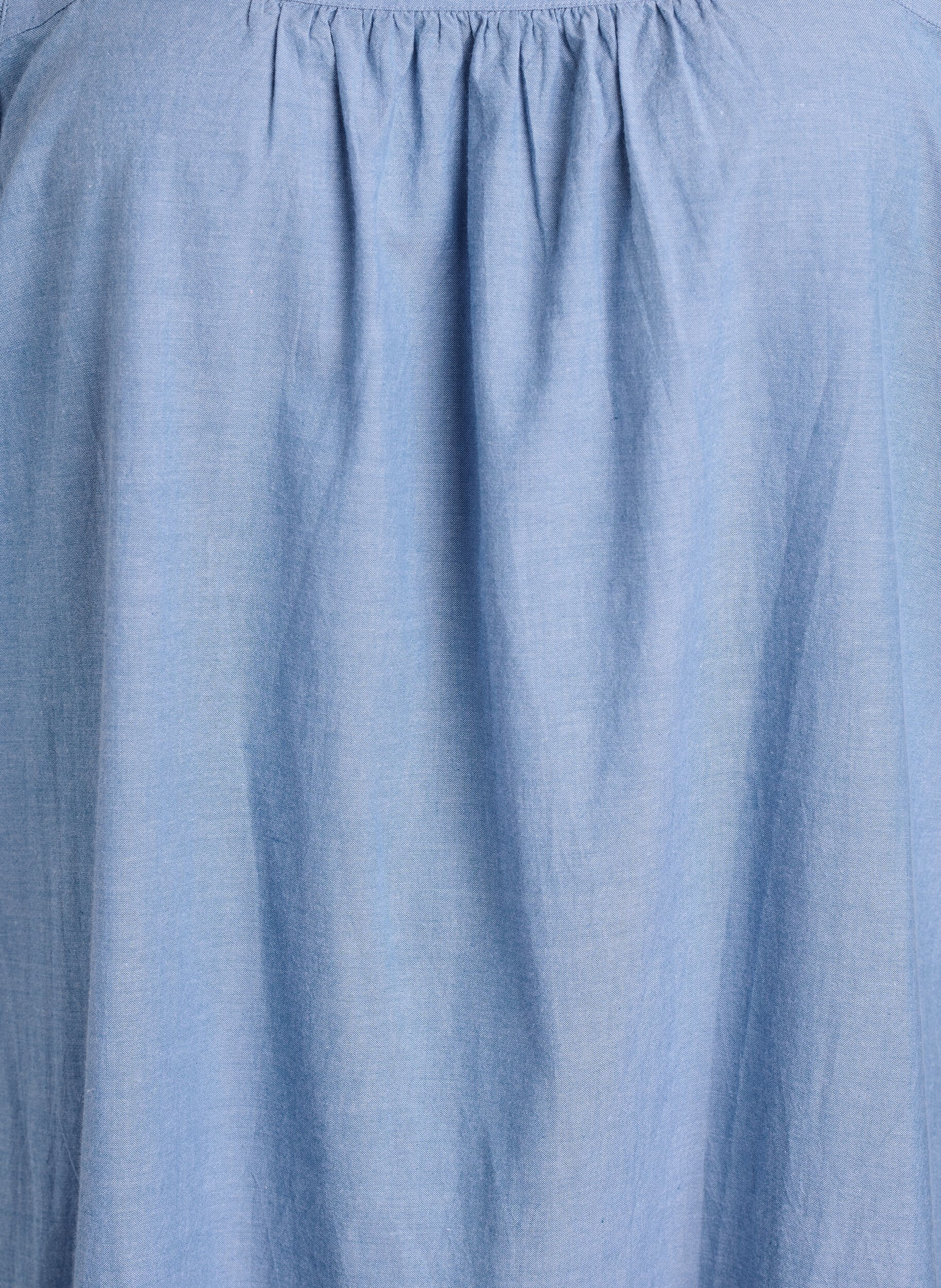 ZizziRobe midi en coton avec volants, Bleu Clair, Packshot image number 2