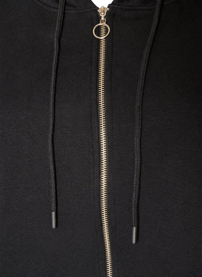 Cardigan long &agrave; capuche avec fermeture &eacute;clair, Noir, Packshot image number 2