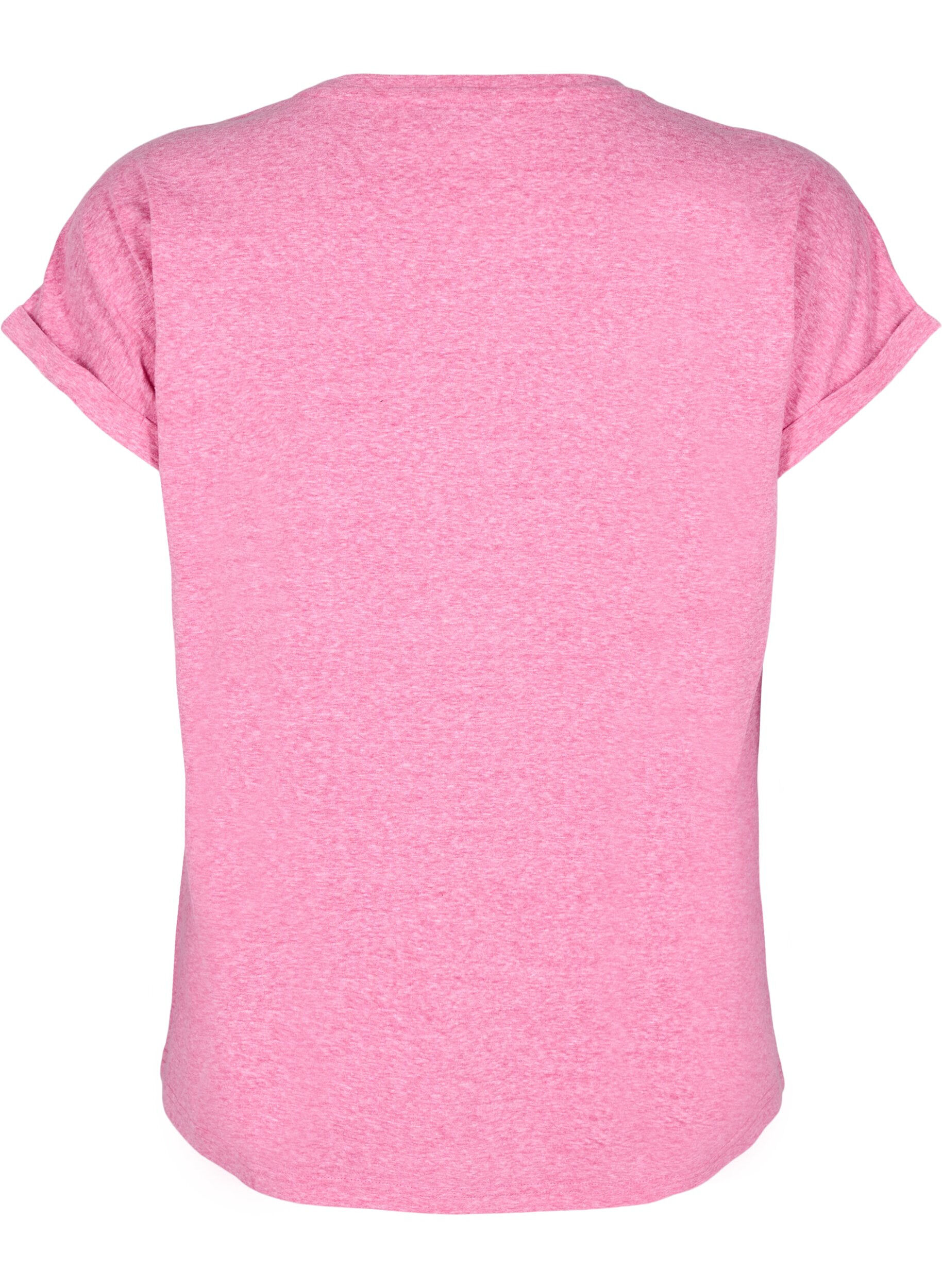 Zizzi T-shirt m&eacute;lang&eacute; avec manches courtes, Rose, Packshot image number 1