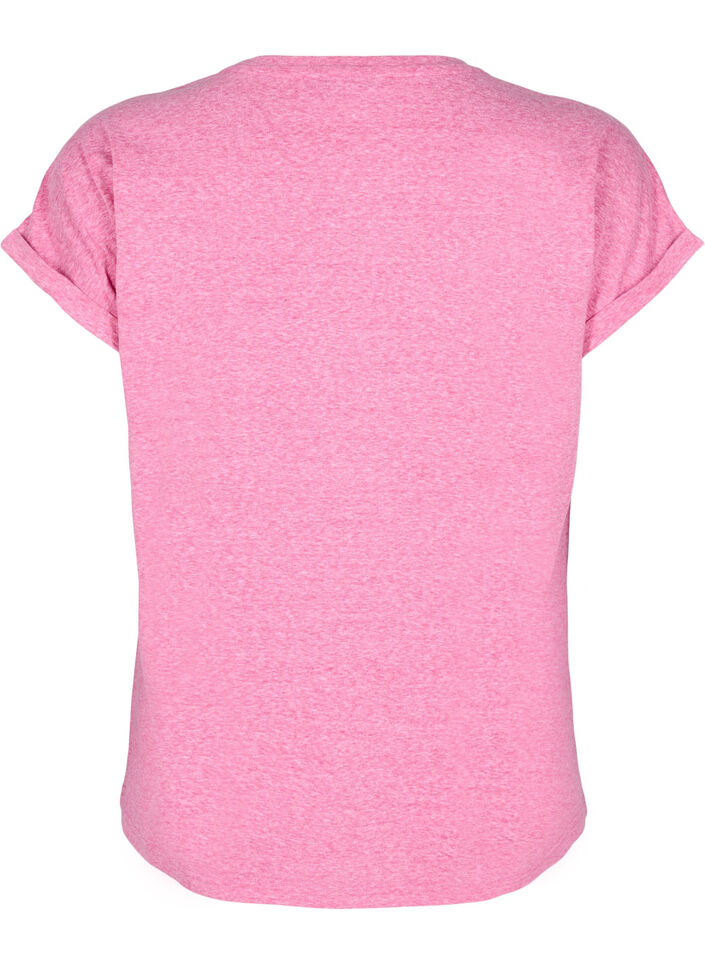 T-shirt m&eacute;lang&eacute; avec manches courtes, Rose, Packshot image number 1