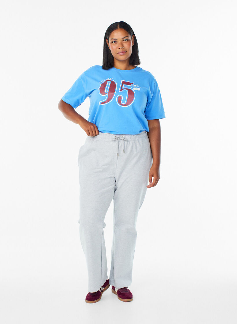 T-shirt sportif en coton bio, Bleu, Model image number 1